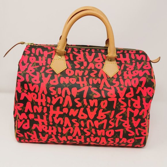 Louis Vuitton Limited Edition Speedy 30 Pink Graffiti Monogram Canvas Hand Bag - Picture 4 of 9
